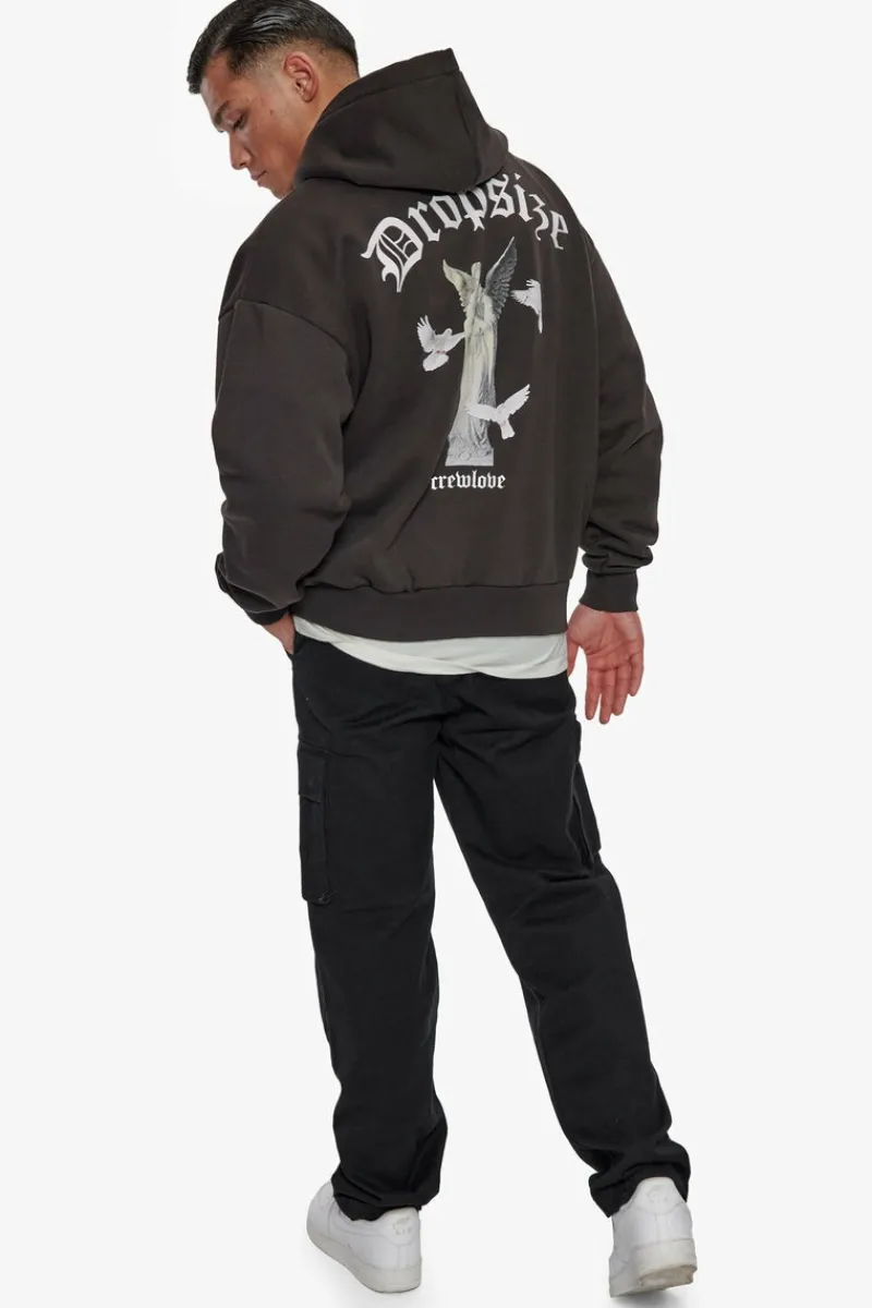 Hoodie<Dropsize Heavy Oversize Praying Angel Hoodie Washed Black