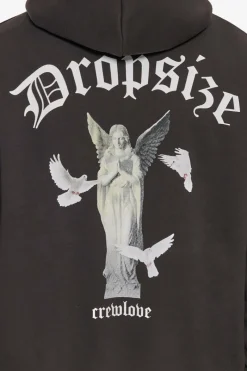 Hoodie<Dropsize Heavy Oversize Praying Angel Hoodie Washed Black