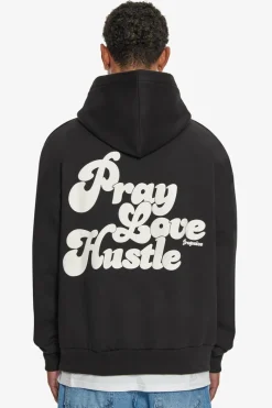 Hoodie<Dropsize Heavy Oversize Pray Love Hustle Hoodie Black