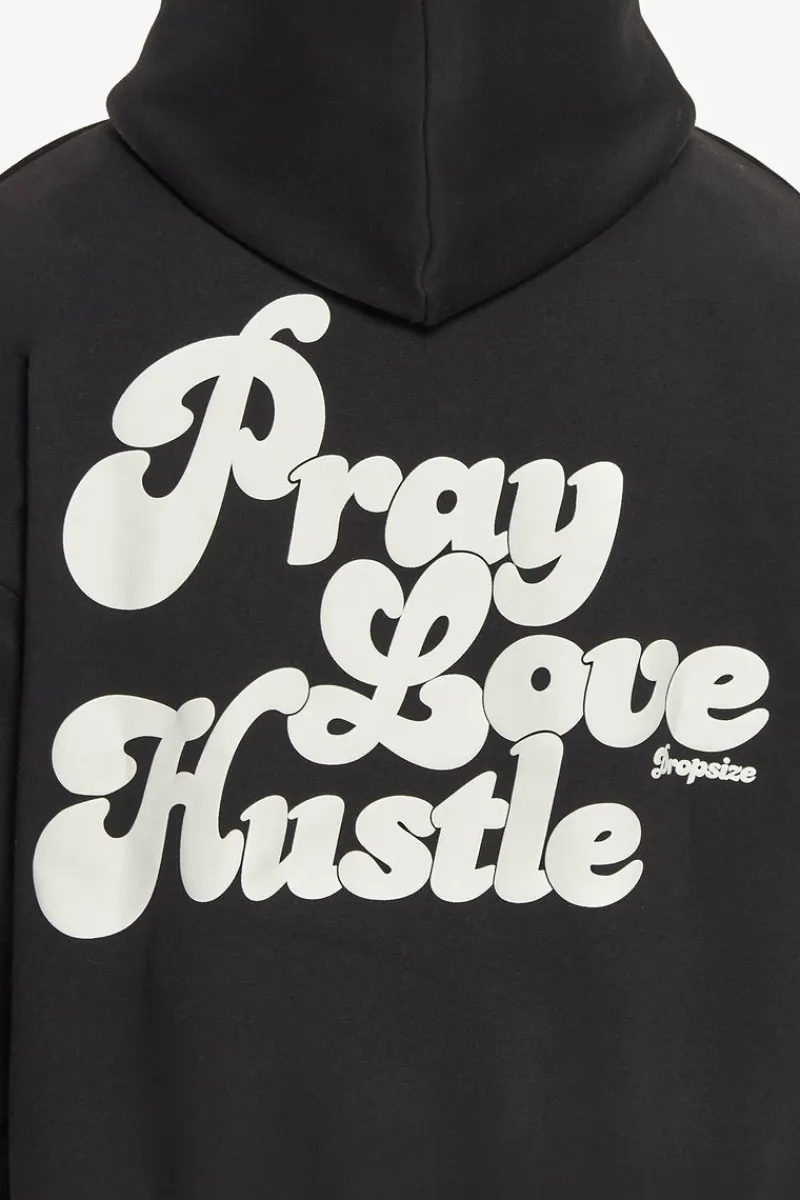 Hoodie<Dropsize Heavy Oversize Pray Love Hustle Hoodie Black