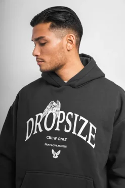 Hoodie<Dropsize Heavy Oversize Pray Love Hustle Hoodie Washed Black