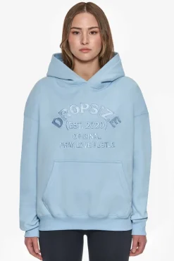 Frauen<Dropsize Heavy Oversize Pray Love Hustle Embo Hoodie Baby Blue