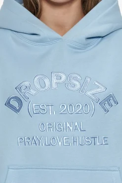 Frauen<Dropsize Heavy Oversize Pray Love Hustle Embo Hoodie Baby Blue