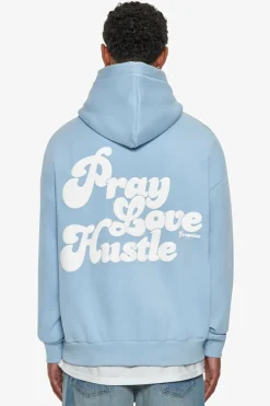 Hoodie<Dropsize Heavy Oversize Pray Love Hustle Hoodie Baby Blue