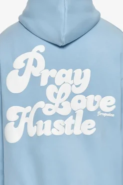 Hoodie<Dropsize Heavy Oversize Pray Love Hustle Hoodie Baby Blue