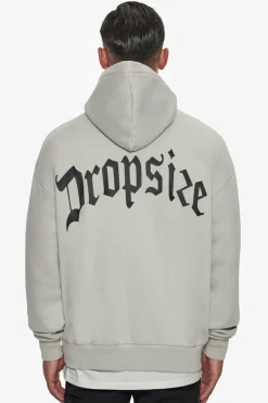 Hoodie<Dropsize Heavy Oversize Puffer Logo Backprint Hoodie Quite Grey