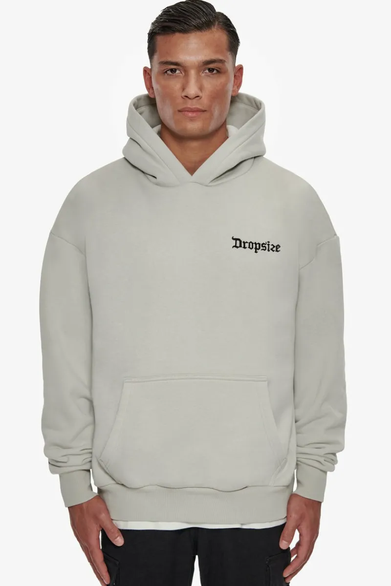 Hoodie<Dropsize Heavy Oversize Puffer Logo Backprint Hoodie Quite Grey