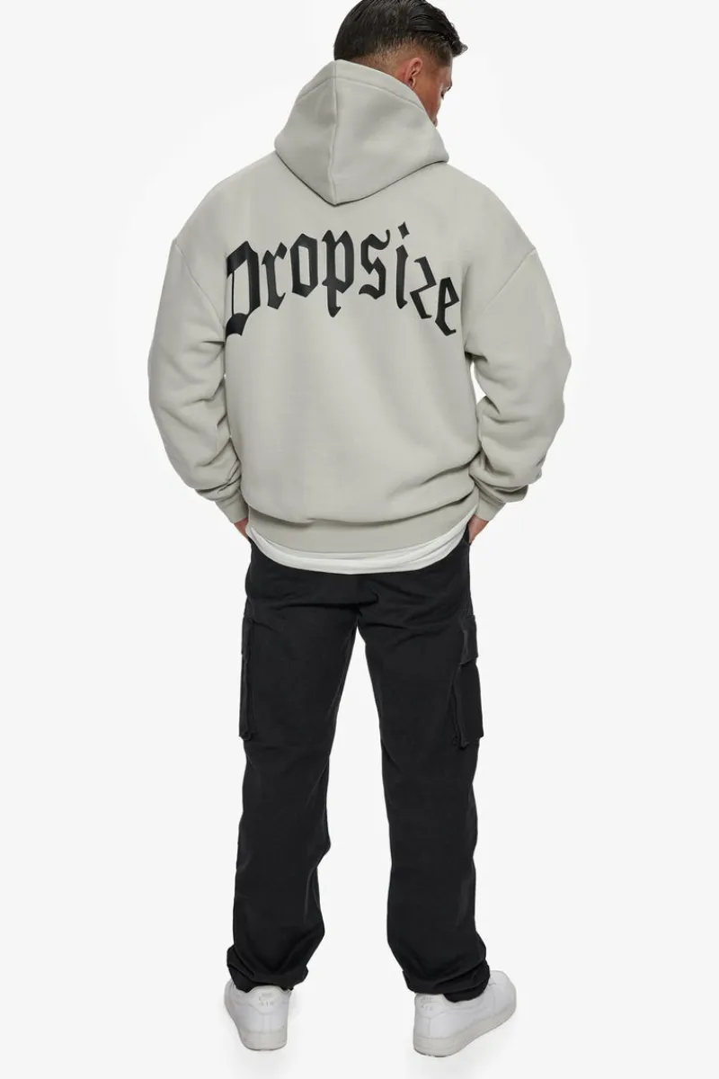 Hoodie<Dropsize Heavy Oversize Puffer Logo Backprint Hoodie Quite Grey