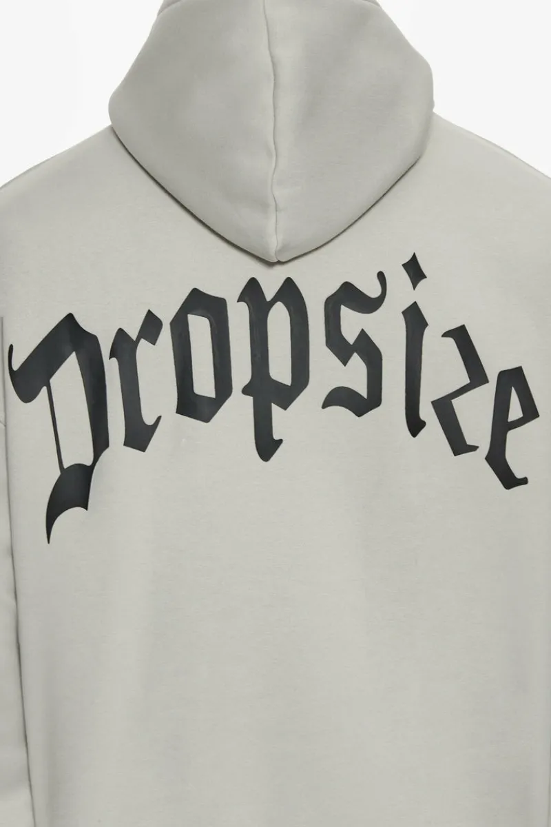 Hoodie<Dropsize Heavy Oversize Puffer Logo Backprint Hoodie Quite Grey