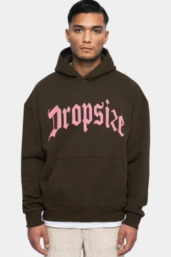 Hoodie<Dropsize Heavy Oversize Puffer Print Hoodie Chocolate Brown