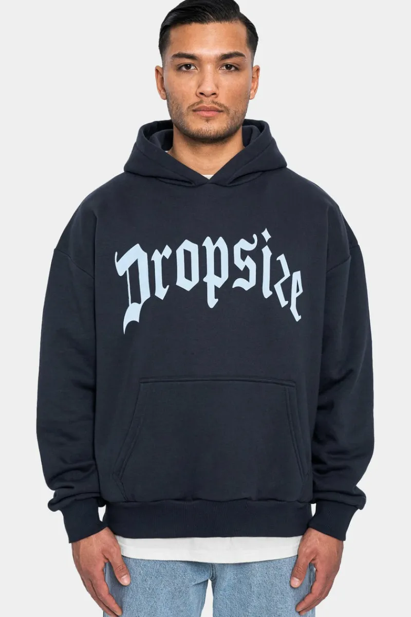 Hoodie<Dropsize Heavy Oversize Puffer Print Hoodie Dark Navy