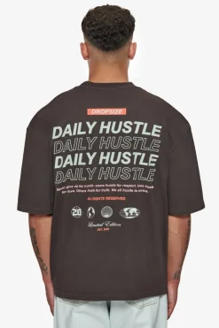 T-Shirt<Dropsize Heavy Oversize Quattro Hustle T-Shirt Washed Black