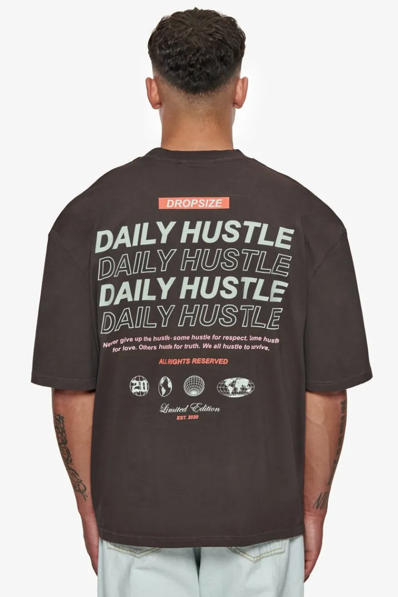T-Shirt<Dropsize Heavy Oversize Quattro Hustle T-Shirt Washed Black
