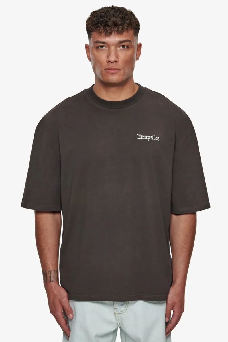 T-Shirt<Dropsize Heavy Oversize Quattro Hustle T-Shirt Washed Black