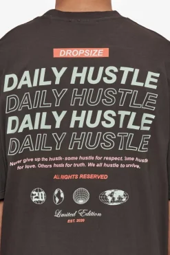 T-Shirt<Dropsize Heavy Oversize Quattro Hustle T-Shirt Washed Black