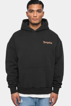 Hoodie<Dropsize Heavy Oversize ''Records'' Hoodie Washed Black
