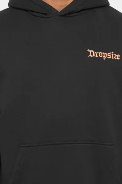 Hoodie<Dropsize Heavy Oversize ''Records'' Hoodie Washed Black