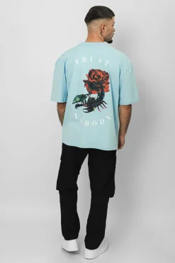 T-Shirt<Dropsize Heavy Oversize Scorpion Design T-Shirt Baby Blue