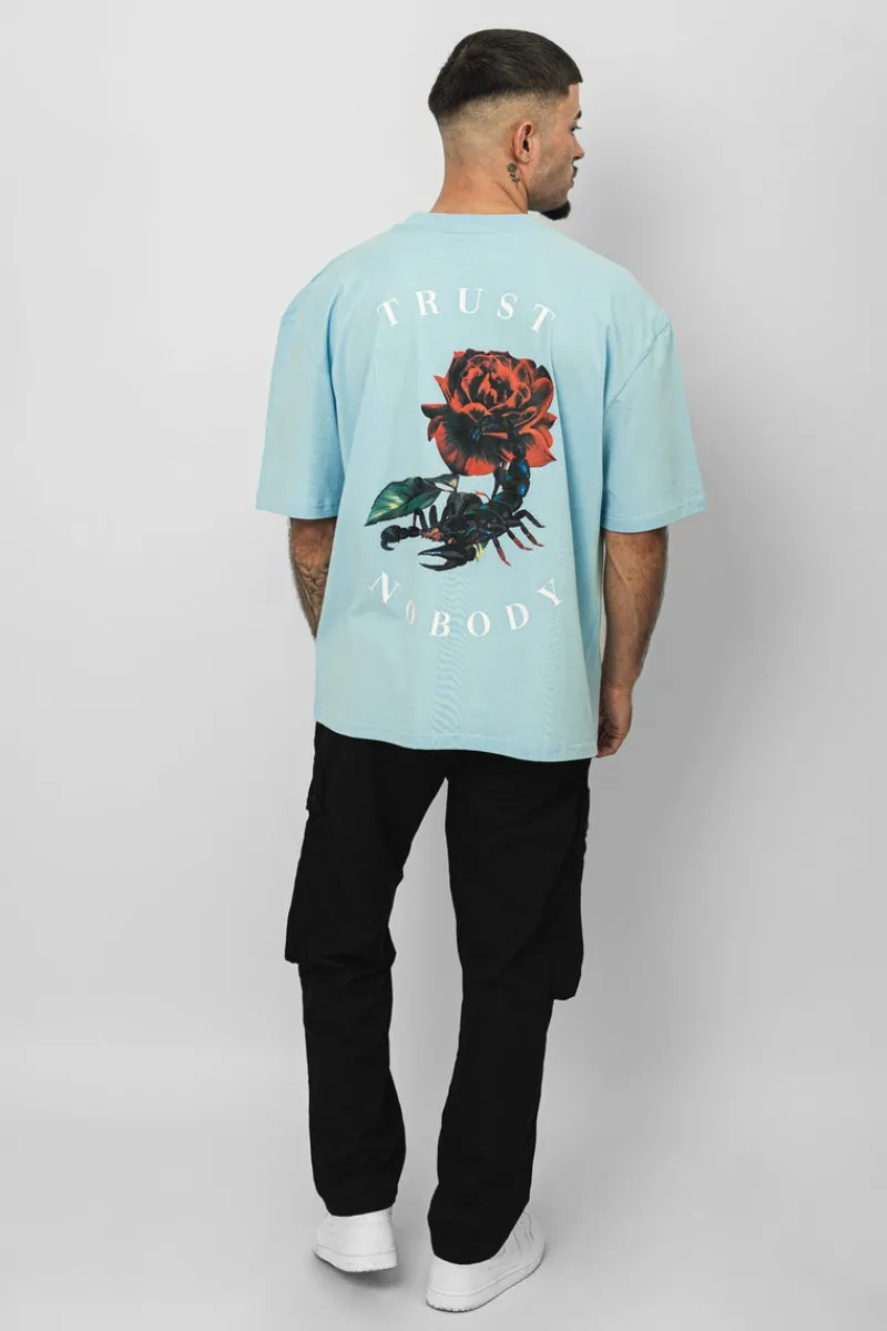 T-Shirt<Dropsize Heavy Oversize Scorpion Design T-Shirt Baby Blue