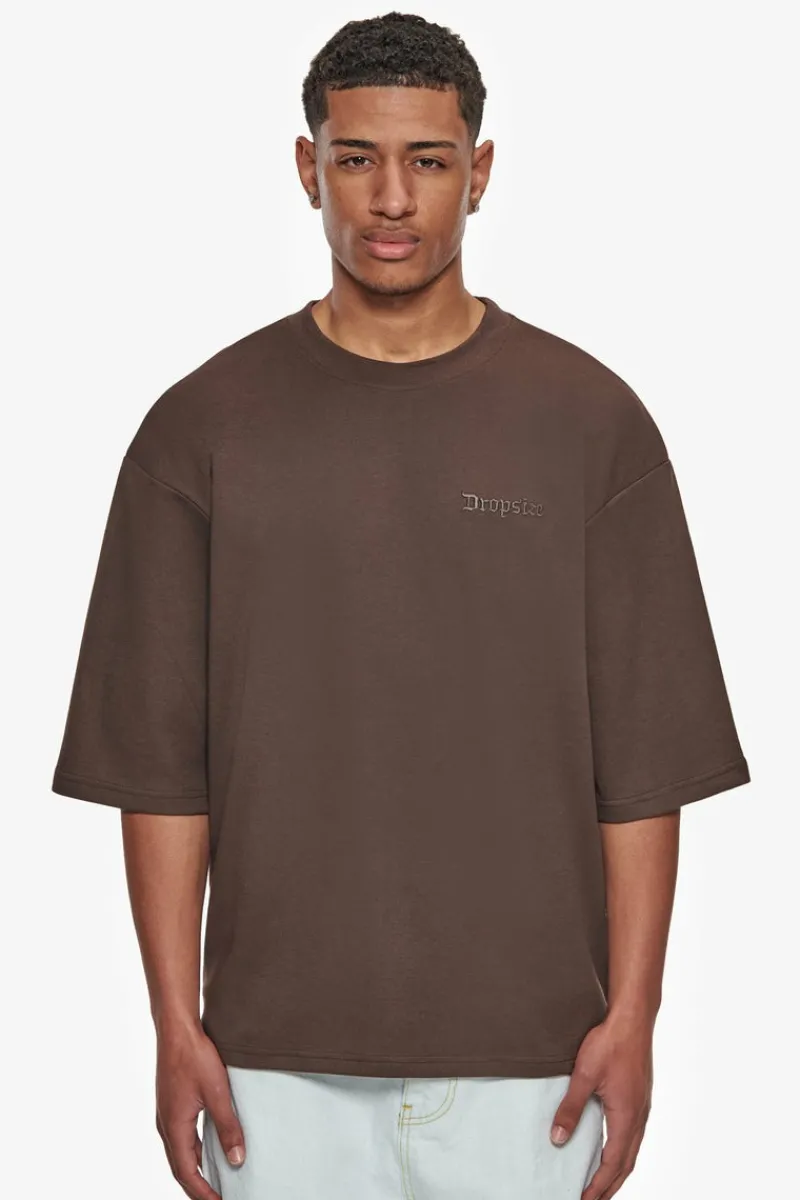 T-Shirt<Dropsize Heavy Oversize Silk Embo T-Shirt Chocolate Brown