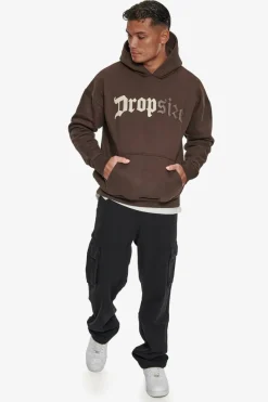 Hoodie<Dropsize Heavy Oversize Split Logo Hoodie Chocolate Brown