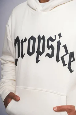Hoodie<Dropsize Heavy Oversize Steel Grey Puffer Print Hoodie Cream White