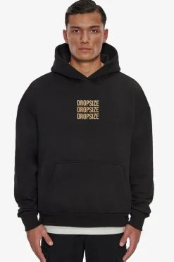 Hoodie<Dropsize Heavy Oversize Triple Logo Hoodie Black