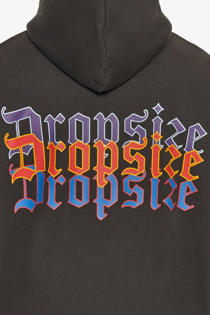 Zipper<Dropsize Heavy Oversize Triple Logo Zip-Hoodie Washed Black