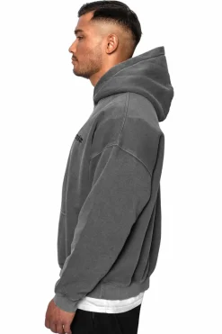 Hoodie<Dropsize Heavy Oversize Washed Grey Embo Hoodie
