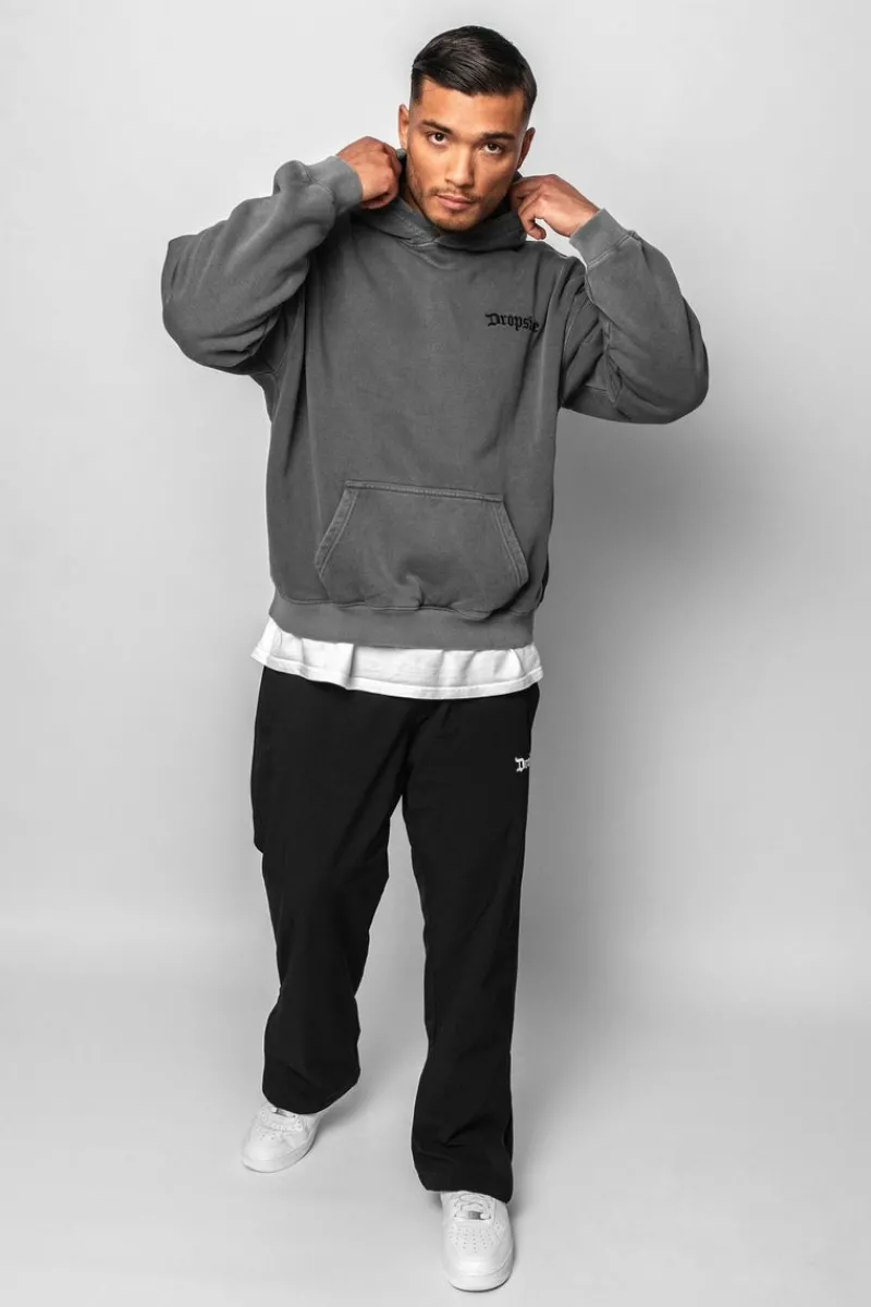 Hoodie<Dropsize Heavy Oversize Washed Grey Embo Hoodie