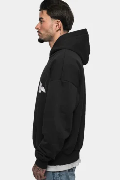 Hoodie<Dropsize Heavy Oversize White Doves Hoodie Washed Black