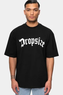 T-Shirt<Dropsize Heavy Oversize White Logo Puffer Print T-Shirt Black