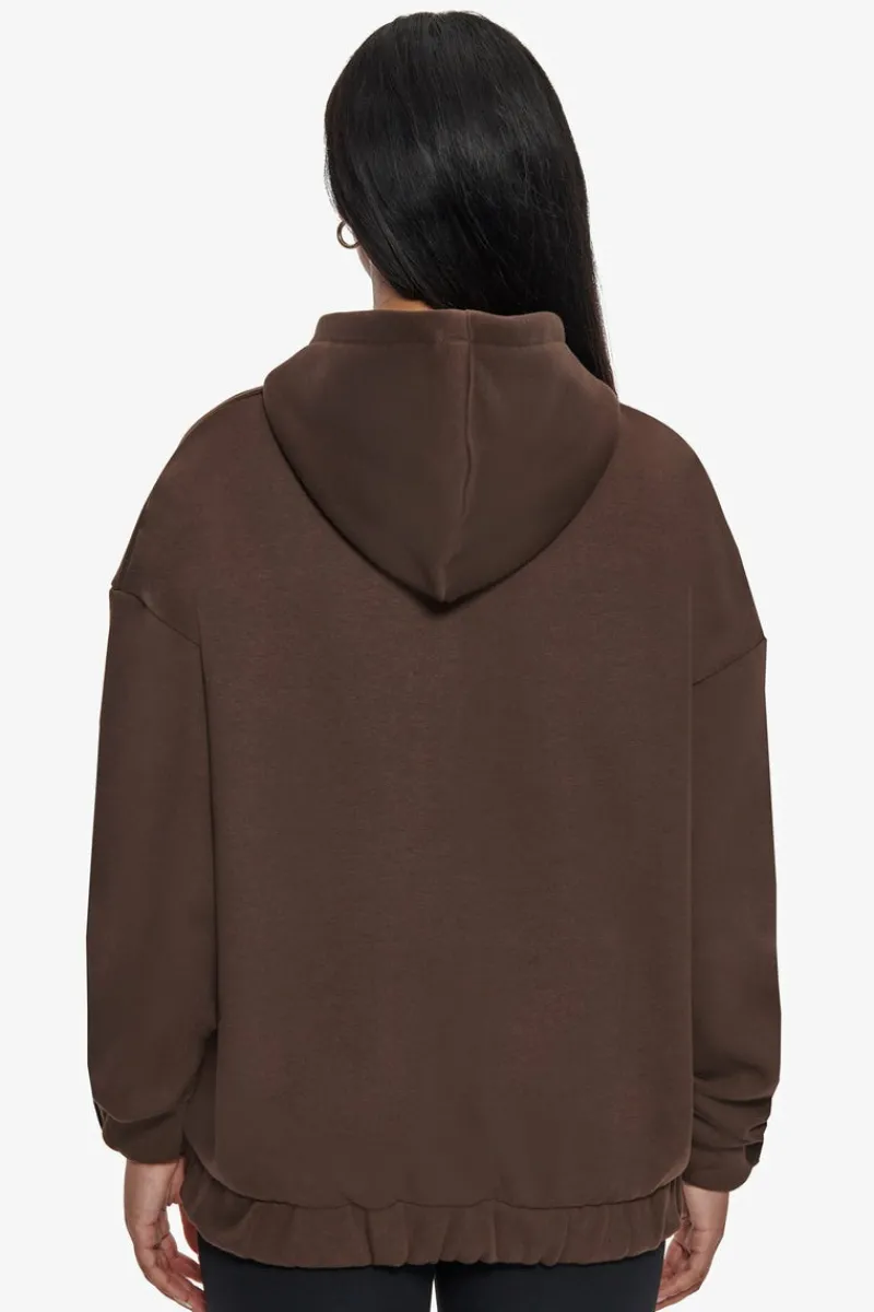 Frauen<Dropsize Heavy Oversize Zip Hoodie Chocolate / Pink