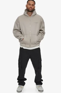 Zipper<Dropsize Heavy Oversize Zip Hoodie Silver Grey