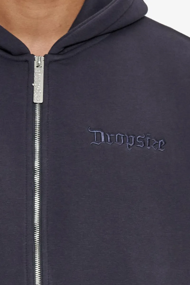 Zipper<Dropsize Heavy Oversize Zip Hoodie Washed Navy