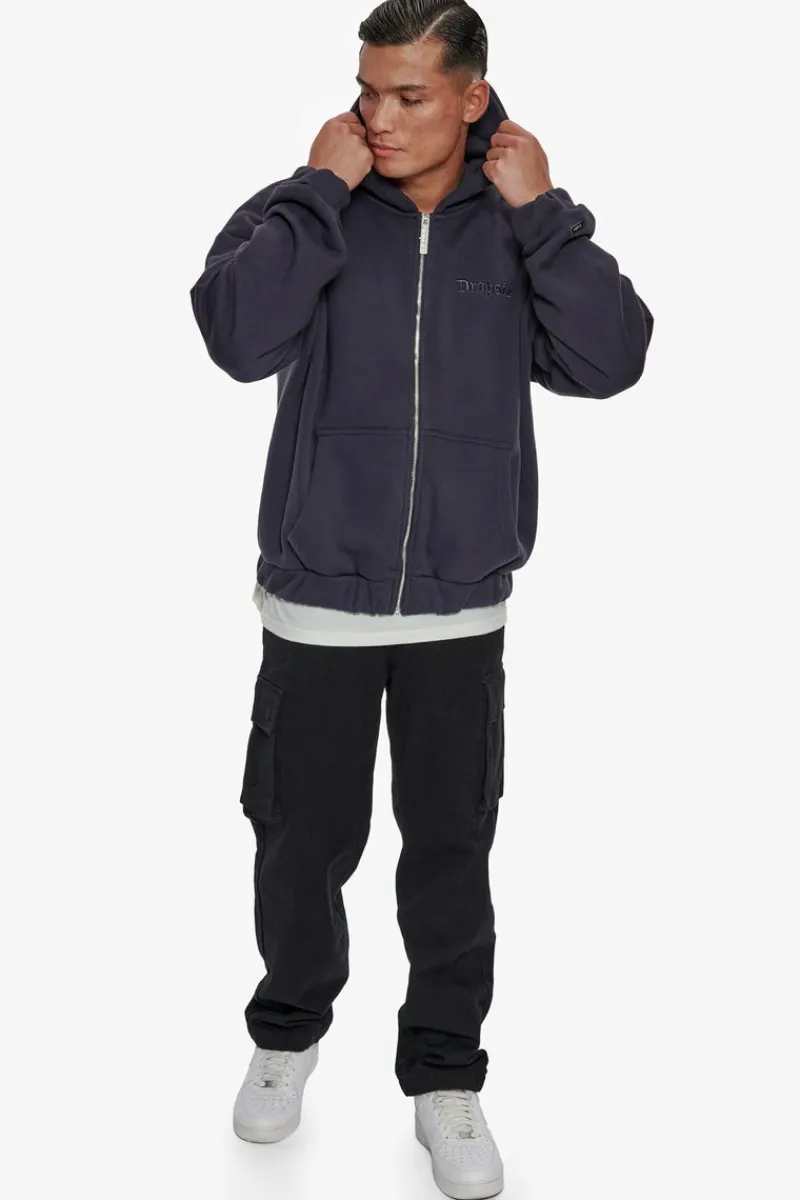Zipper<Dropsize Heavy Oversize Zip Hoodie Washed Navy