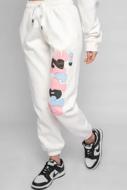 Frauen<Dropsize Puffer Print Mixed Colour Jogger Cream White
