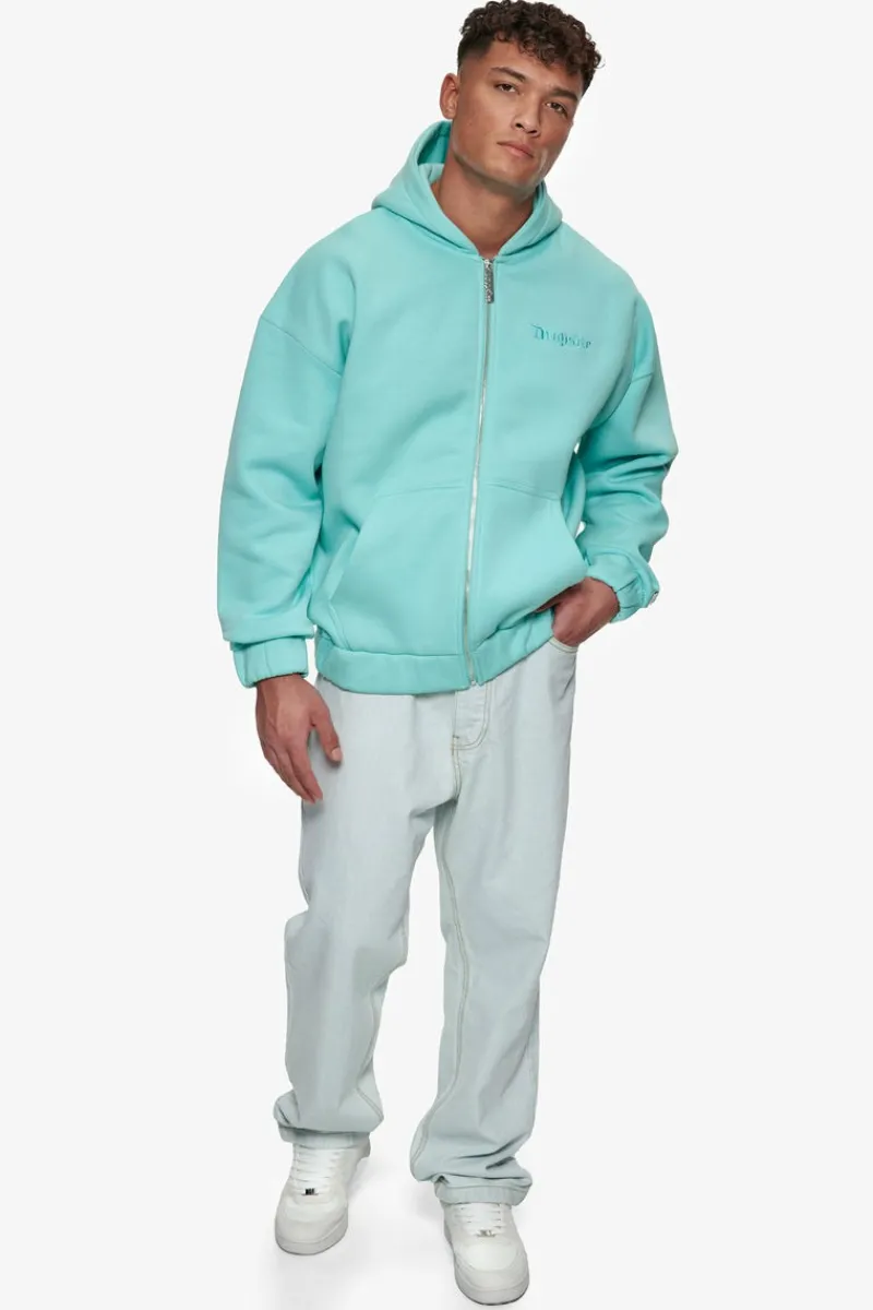 Zipper<Dropsize Super Heavy Overisze Blank Zip Hoodie Turquoise