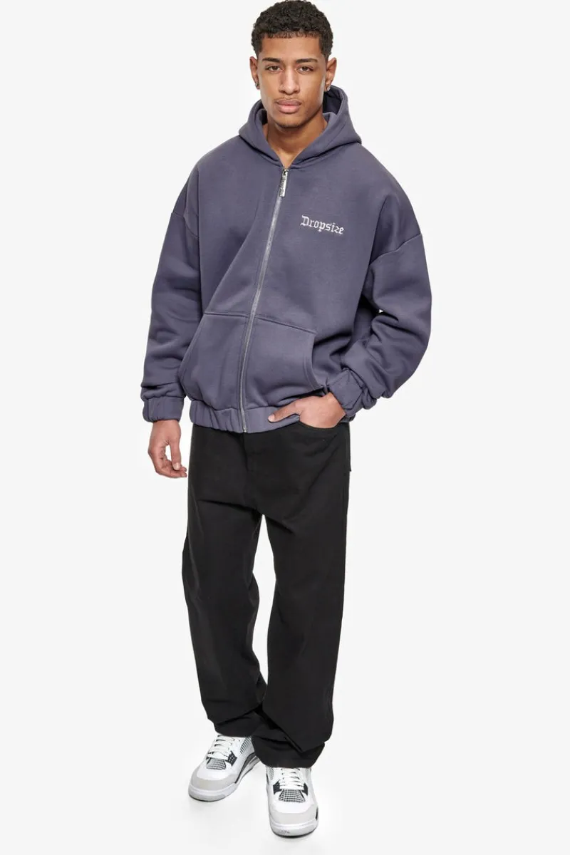 Zipper<Dropsize Super Heavy Overisze Blank Zip Hoodie Granite