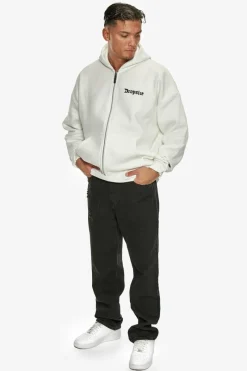 Zipper<Dropsize Super Heavy Oversize Blank Zip Hoodie Washed White