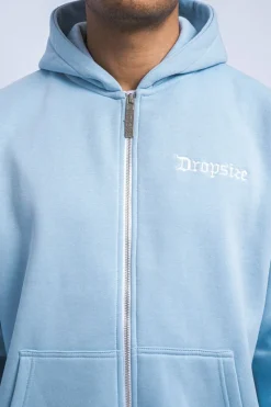 Zipper<Dropsize Super Heavy Oversize Blank Zip Hoodie Baby Blue