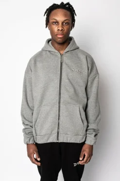 Zipper<Dropsize Super Heavy Oversize Blank Zip Hoodie Dark Grey
