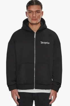 Zipper<Dropsize Super Heavy Oversize Blank Zip Hoodie Black