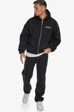 Zipper<Dropsize Super Heavy Oversize Blank Zip Hoodie Black