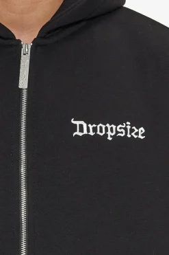 Zipper<Dropsize Super Heavy Oversize Blank Zip Hoodie Black