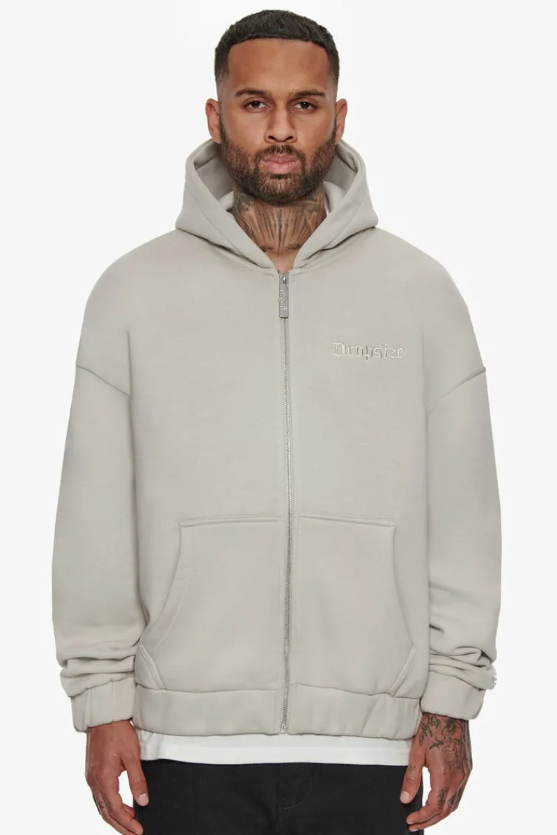 Zipper<Dropsize Super Heavy Oversize Blank Zip Hoodie Moon Beam