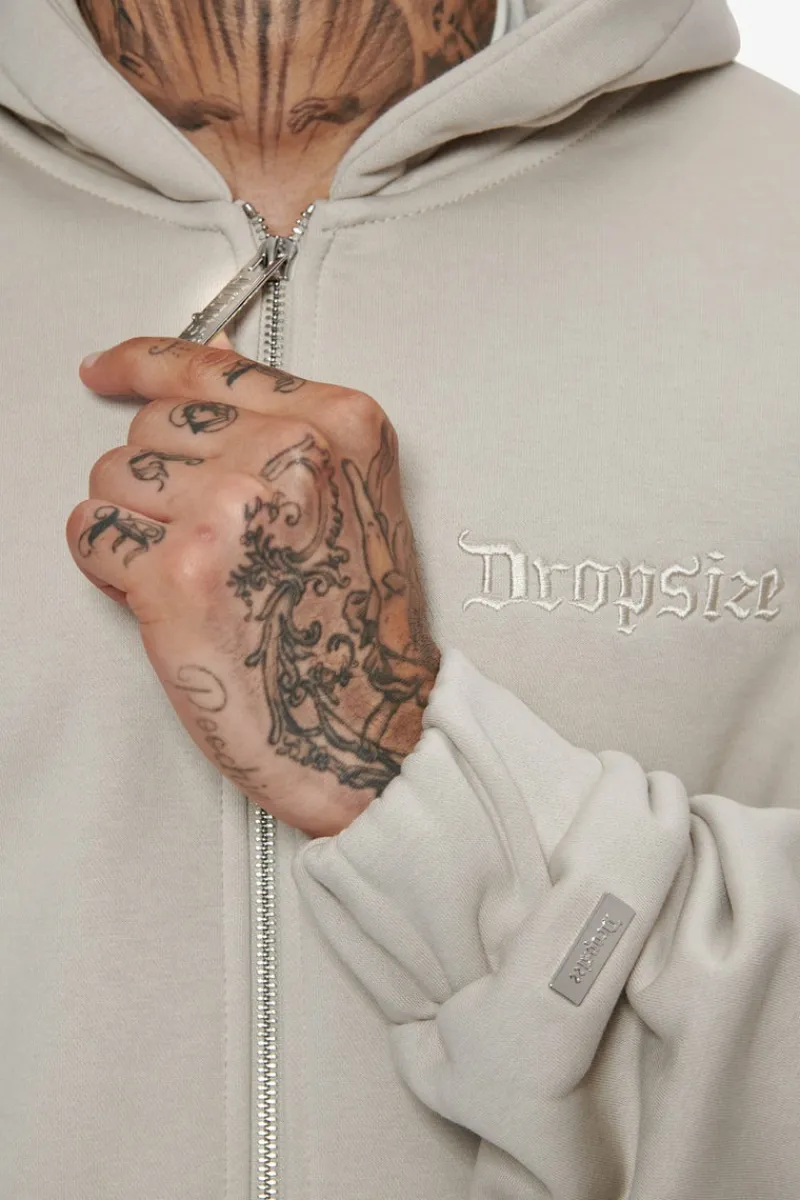 Zipper<Dropsize Super Heavy Oversize Blank Zip Hoodie Moon Beam