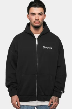 Zipper<Dropsize Super Heavy Oversize Blank Zip Hoodie Washed Black