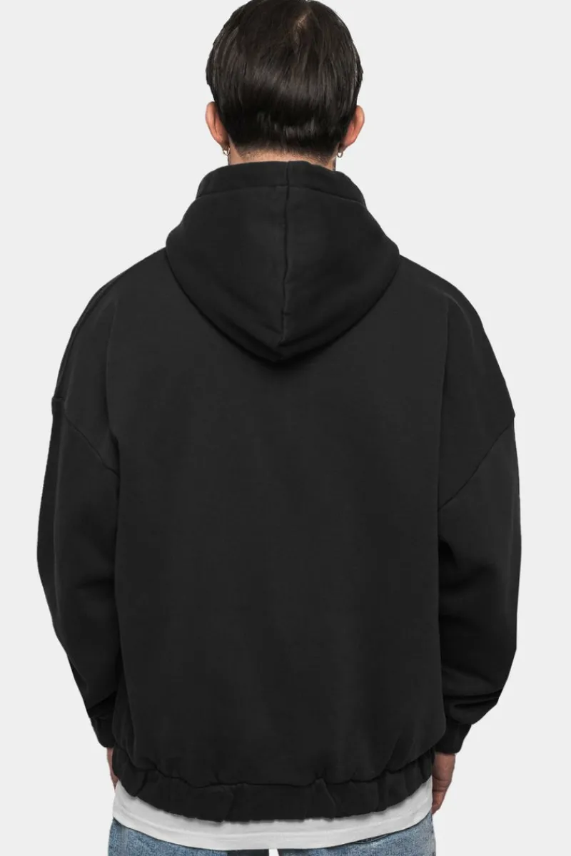 Zipper<Dropsize Super Heavy Oversize Blank Zip Hoodie Washed Black