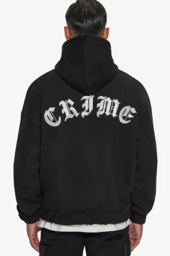 Zipper<Dropsize Super Heavy Oversized Crime Zip Hoodie Black